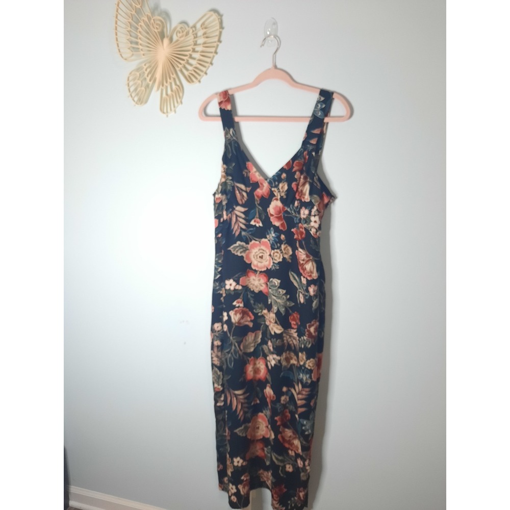 Jessica Simpson Floral V-Neck Midi Dress XL Sleeveless, Summer, Date Night